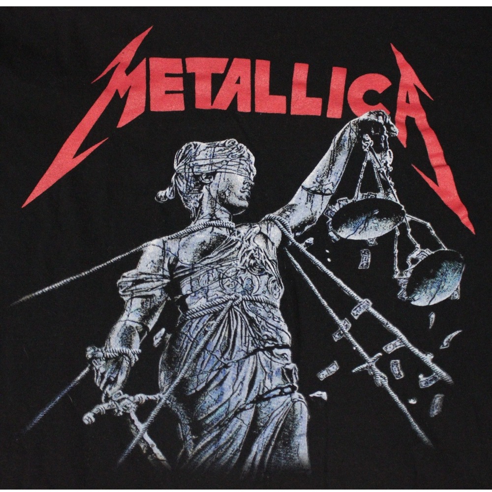 Metallica And Justice For All Black Long Sleeve Graphic Band T-Shirt Sz M Mens